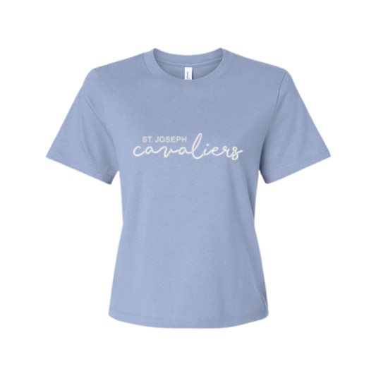 Ladies' Embroidered Cavaliers Script Heavyweight Boxy Fit Tee | SJSE6