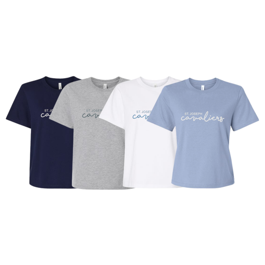 Ladies' Embroidered Cavaliers Script Heavyweight Boxy Fit Tee | SJSE6