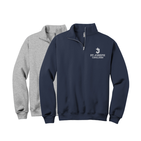 Adult St. Joseph School Cavaliers Logo Embroidered Quarter Zip Sweatshirt | SJSEC
