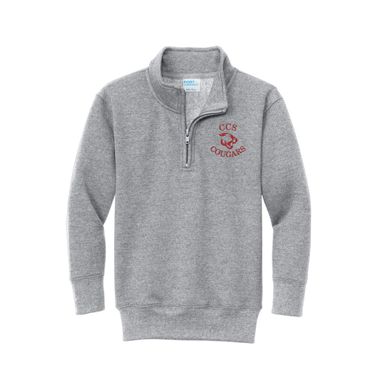 athletic heather qzip with embroidered CCS Cougars logo