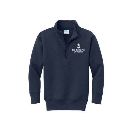 Youth St. Joseph School Logo Embroidered Fleece Quarter Zip  | SJSEC