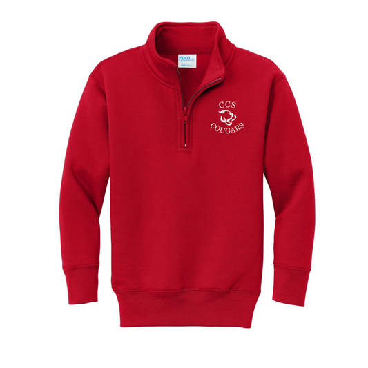 red qzip with embroidered CCS Cougars logo