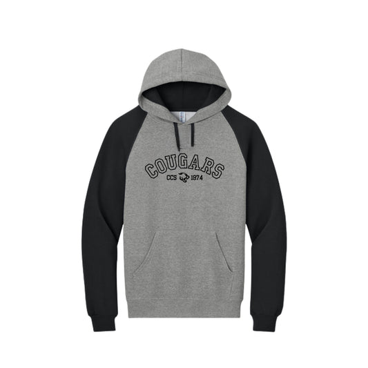 Embroidered Varsity Cougars Crewneck Colorblock Adult Raglan Hoodie | CCSED28