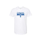 White t-shirt with 'St. Joseph School Mom' text and logo on a white background