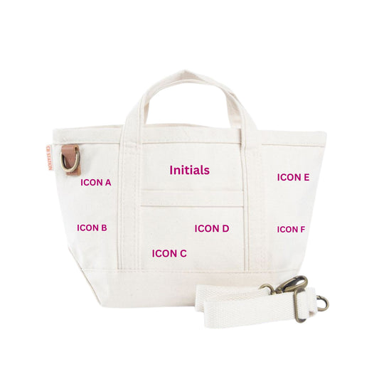 Personalized Embroidered Icon Mini Crossbody Tote