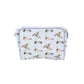 Cosmetic bag with duck pattern on a white background