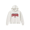 An off-white hooded sweatshirt with a red and black 'CALVARY CHRISTIAN COUGARS' graphic on the chest, displayed against a solid white background.