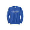 Blue sweatshirt with 'Cavaliers St. Joseph School' text on a white background