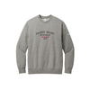 dark grey heather Nike club fleece sleeve swoosh crew with  center chest Sacred Heart Schools embroidered design featuring the Chicago stars