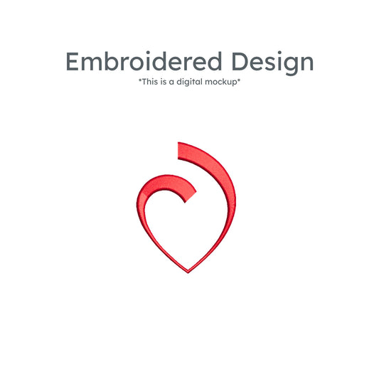 EMBROIDERED SACRED HEART SCHOOLS HEART LOGO IN RED THREAD MOCKUP