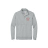 Dark Grey Heather Nike Club Fleece Sleeve Swoosh 1/2-Zip with custom Sacred Heart Schools 1876 rounded embroidered logo on the left chest in red thread