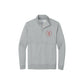 Dark Grey Heather Nike Club Fleece Sleeve Swoosh 1/2-Zip with custom Sacred Heart Schools 1876 rounded embroidered logo on the left chest in red thread