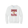 White sweatshirt with 'Cougars Volleyball' text and volleyball graphic on a white background