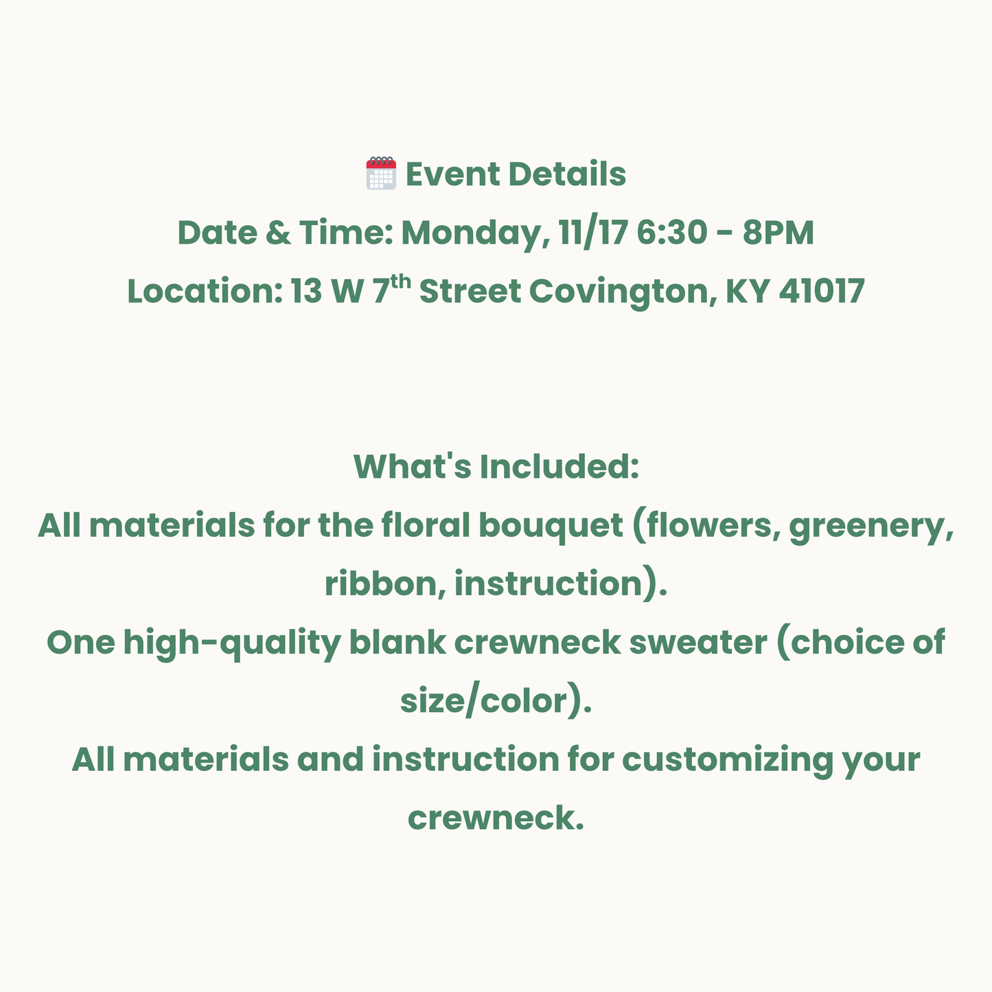 Arden & Gold x Petal & Stem: Holiday Crewneck & Floral Bouquet Workshop #2 (11.24)