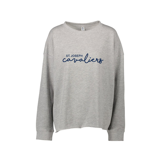 St. Joseph Cavaliers Script Embroidered Ladies Drop Shoulder Beach Fleece Crew | SJSE6