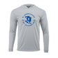 hooded long sleeve aluminum performance tee with custom st. joseph school cavaliers printed design in royal blue and silver gray