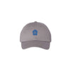 grey cap with a blue embroidered vmm barn logo 