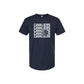 Navy blue t-shirt with 'CAVALIERS' printed in white multiple times on a white background