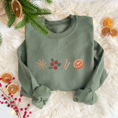 Embroidered Mulled Wine Crewneck Sweatshirt | Holiday Cocktail Sweatshirt