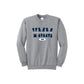 A heather gray crewneck sweatshirt featuring a navy blue graphic on the chest that reads 'VVM' with 'VILLA MADONNA MONTESSOR' and 'DAD' printed below it.