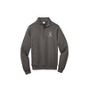 Dark gray sweatshirt with a logo on a white background
