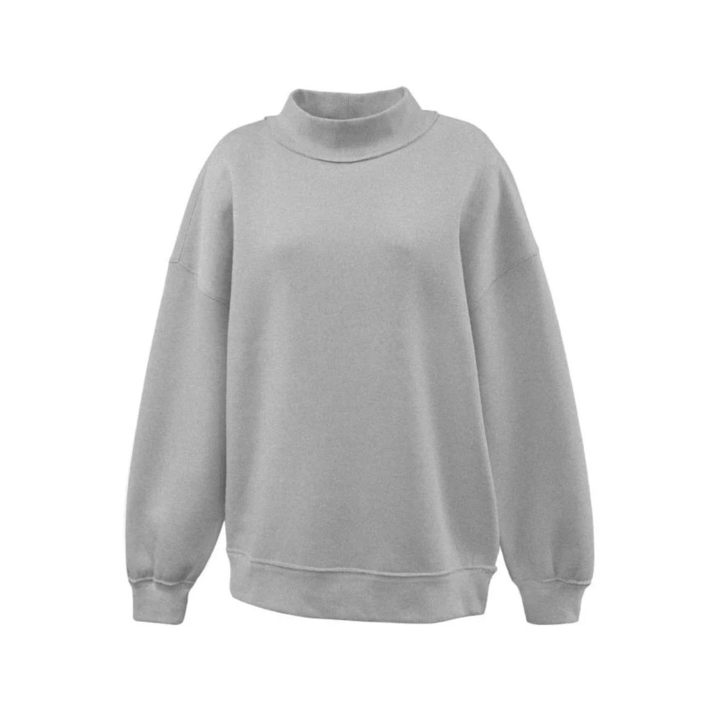 Gray mockneck sweatshirt on a white background