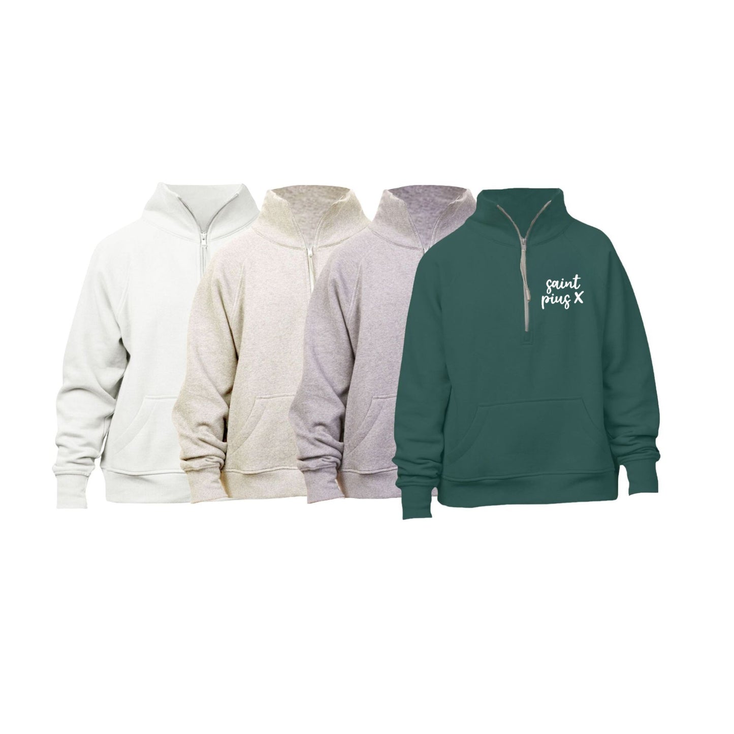 Embroidered  St. Pius X Script Women's Boxy Quarter Zip |  SPX EK