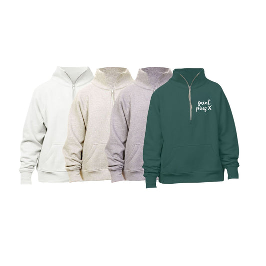 Embroidered  St. Pius X Script Women's Boxy Quarter Zip |  SPX EK