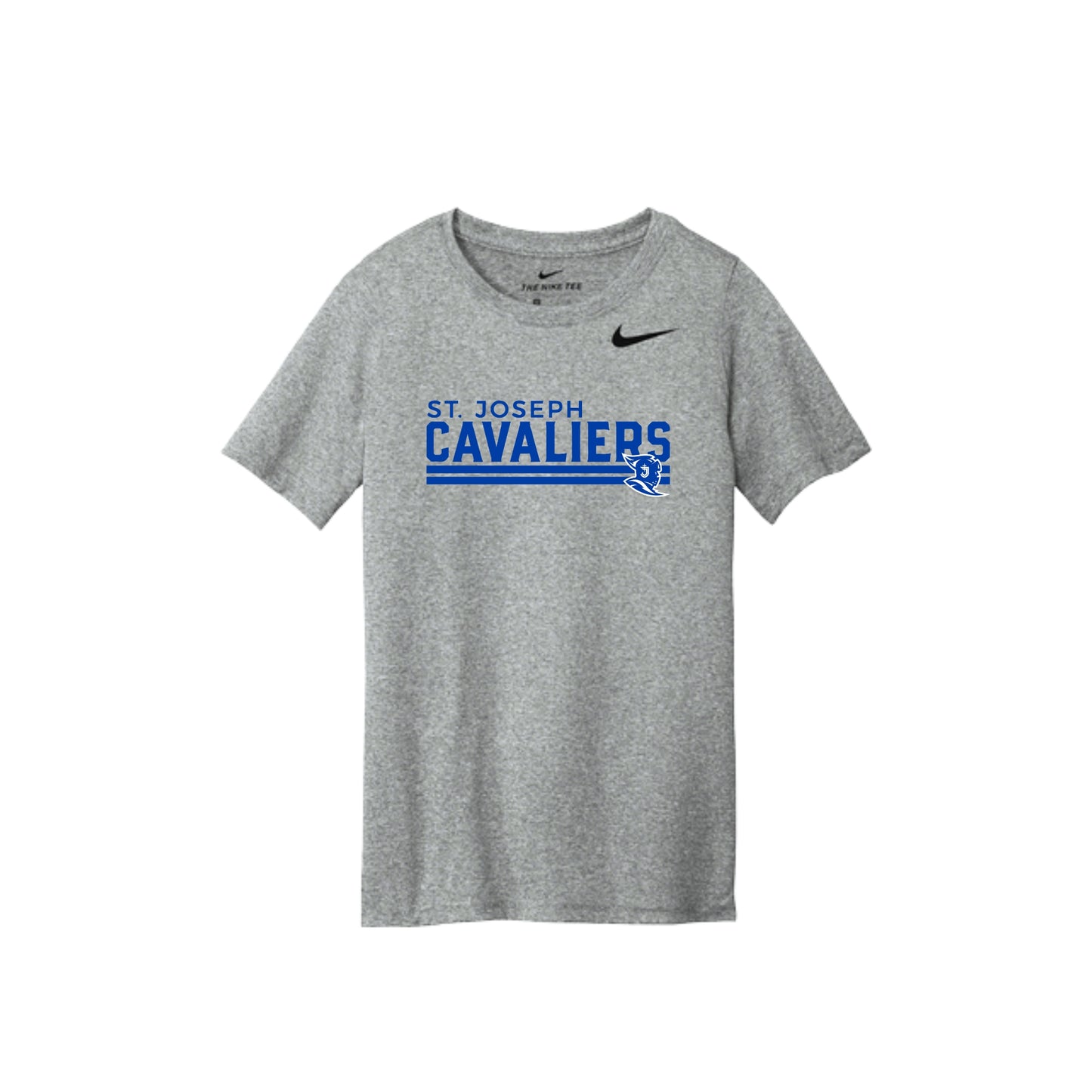 Gray t-shirt with 'St. Joseph Cavaliers' text and Nike logo on a white background