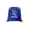 A royal blue drawstring backpack featuring a white St. Joseph Cavaliers logo and text on the front, with black drawstrings, shown against a plain white background.