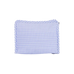 Blue and white checkered pouch on a white background