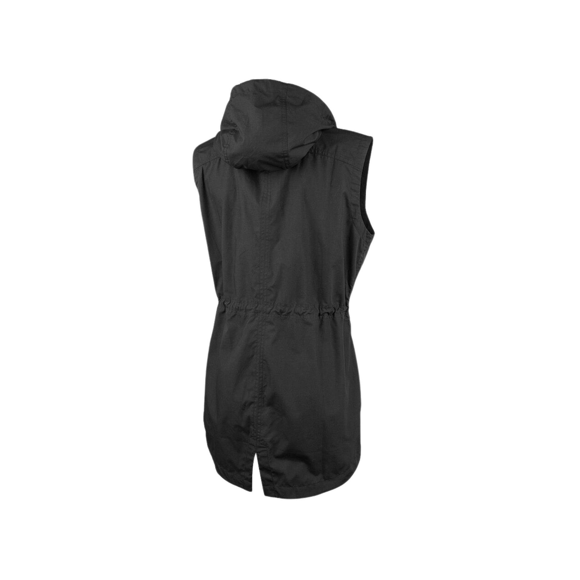 back of black women's utility vest 