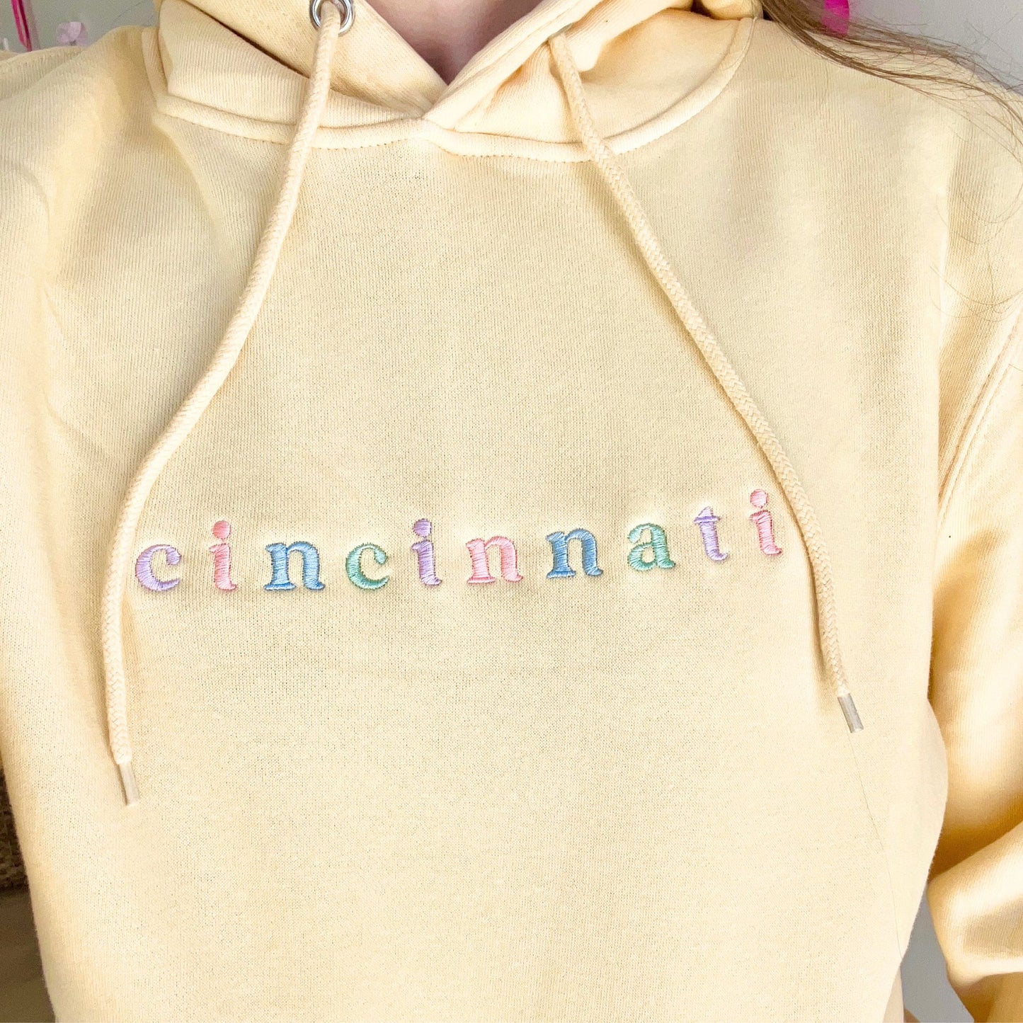 Custom Pastel City/State Embroidered Lane Hoodie