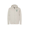 Smoke grey jacket with 'St. Pius X' logo  embroidered on the left chest in hunter green thread
