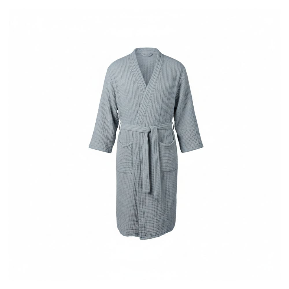 pacific blue checkered robe on a white background