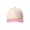 Beige cap with red and white checkered brim on a white background