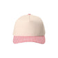 Beige cap with red and white checkered brim on a white background