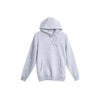 A light gray heathered pullover hoodie with a front kangaroo pocket and drawstring hood, shown against a plain white background.
