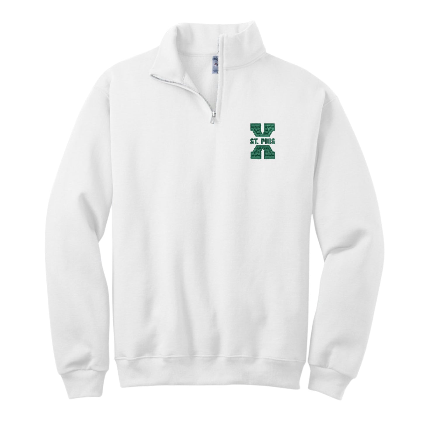 white quarter zip with embroidered x logo