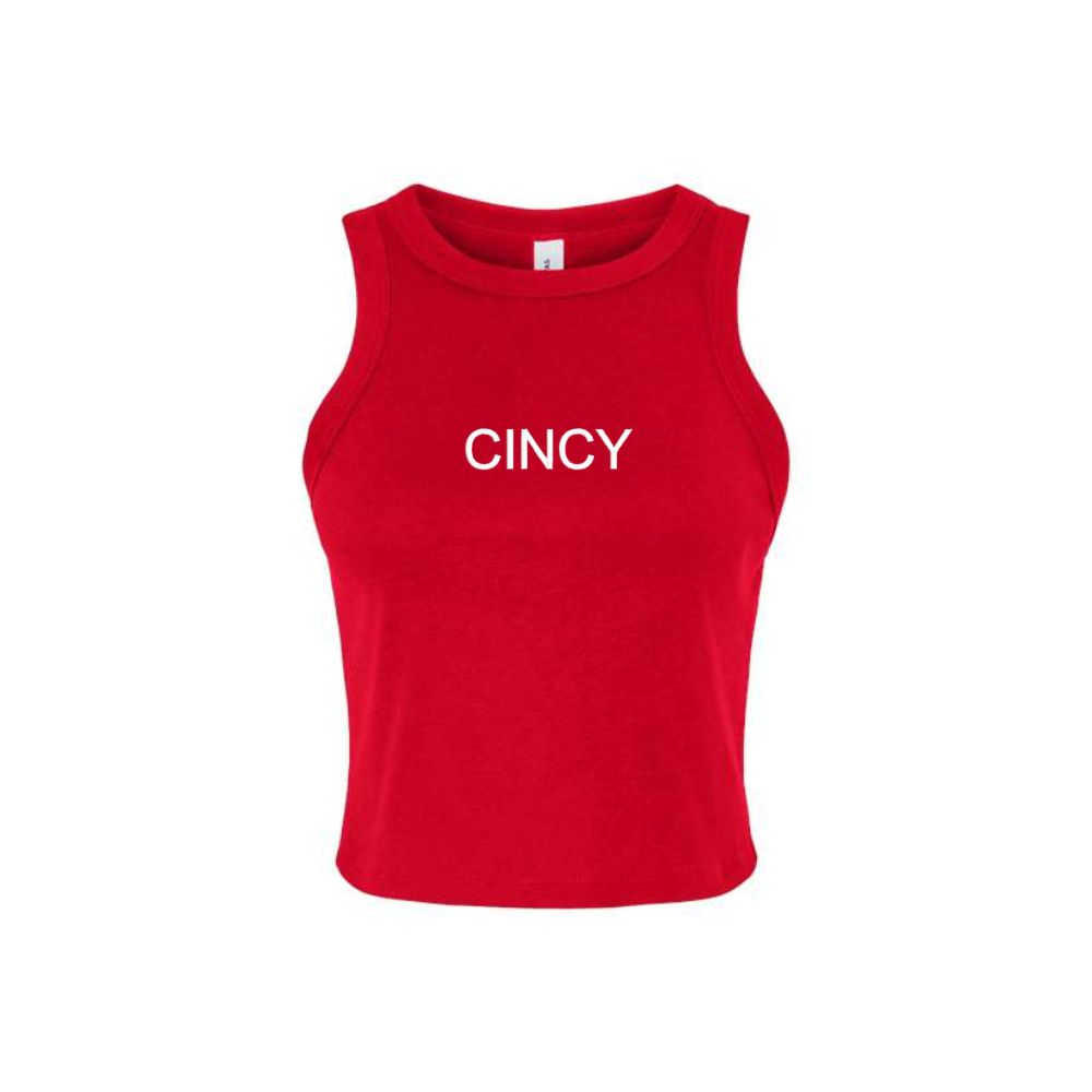 Cincy Embroidered State Women's Cropped Micro Rib Tank Top
