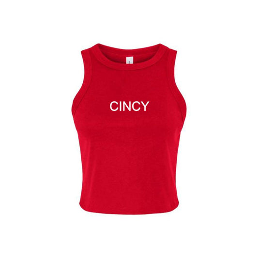 Cincy Embroidered State Women's Cropped Micro Rib Tank Top