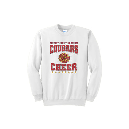 Printed Distressed  Cougars Cheer Crewneck Sweatshirt | CCSDTG15