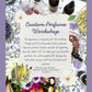 Advertisement for a custom perfume workshop with essential oils and flowers on a table.