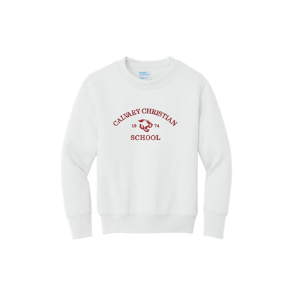 Calvary Christian School Embroidered Crewneck Sweatshirt | Adult and Youth Fit | CCSED13