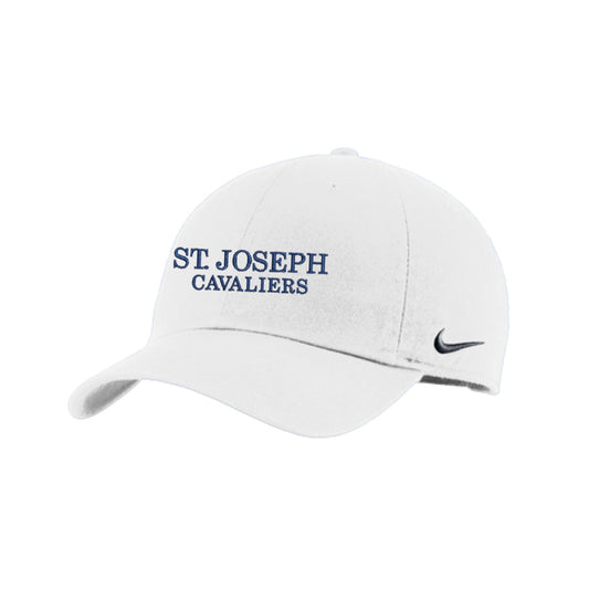White cap with 'St. Joseph Cavaliers' text and Nike logo on a white background
