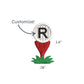 custom golf ball and tee embroidered icon with single letter monogram embroidered on top of the golf ball.