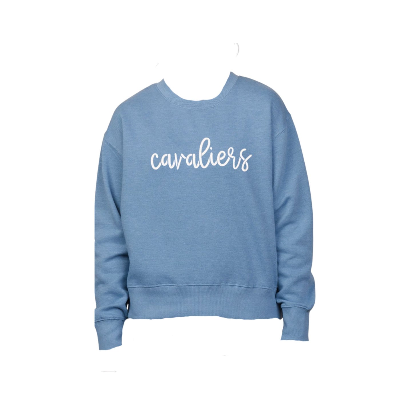 Ladies Boxy Crew with Cavaliers Puff Script Embroidery | SJS EPS1