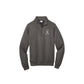 Dark gray sweatshirt with a logo on a white background