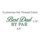 mockup of best dad by par design -- mixed font, ballentines script and schoolbook