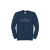 A navy blue crewneck sweatshirt with 'VILLA MADONNA MONTESSORI' and a small cross printed in white on the chest, displayed on a clean white background.